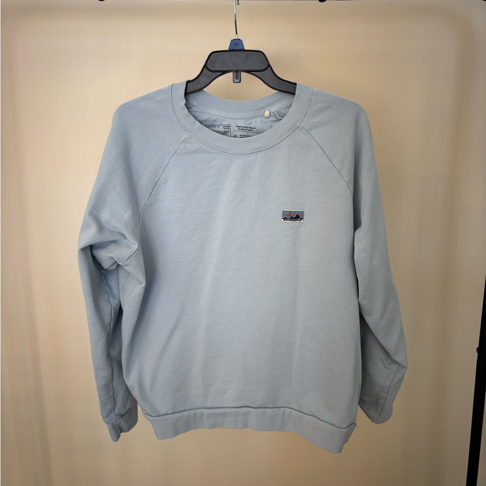 Patagonia Regenerative Cotton Light Blue Crewneck Sweater